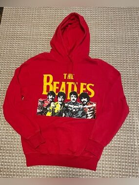 The Beatles Hoodie Sweatshirt Officially Licensed Graphic Red Women’s XS EUC